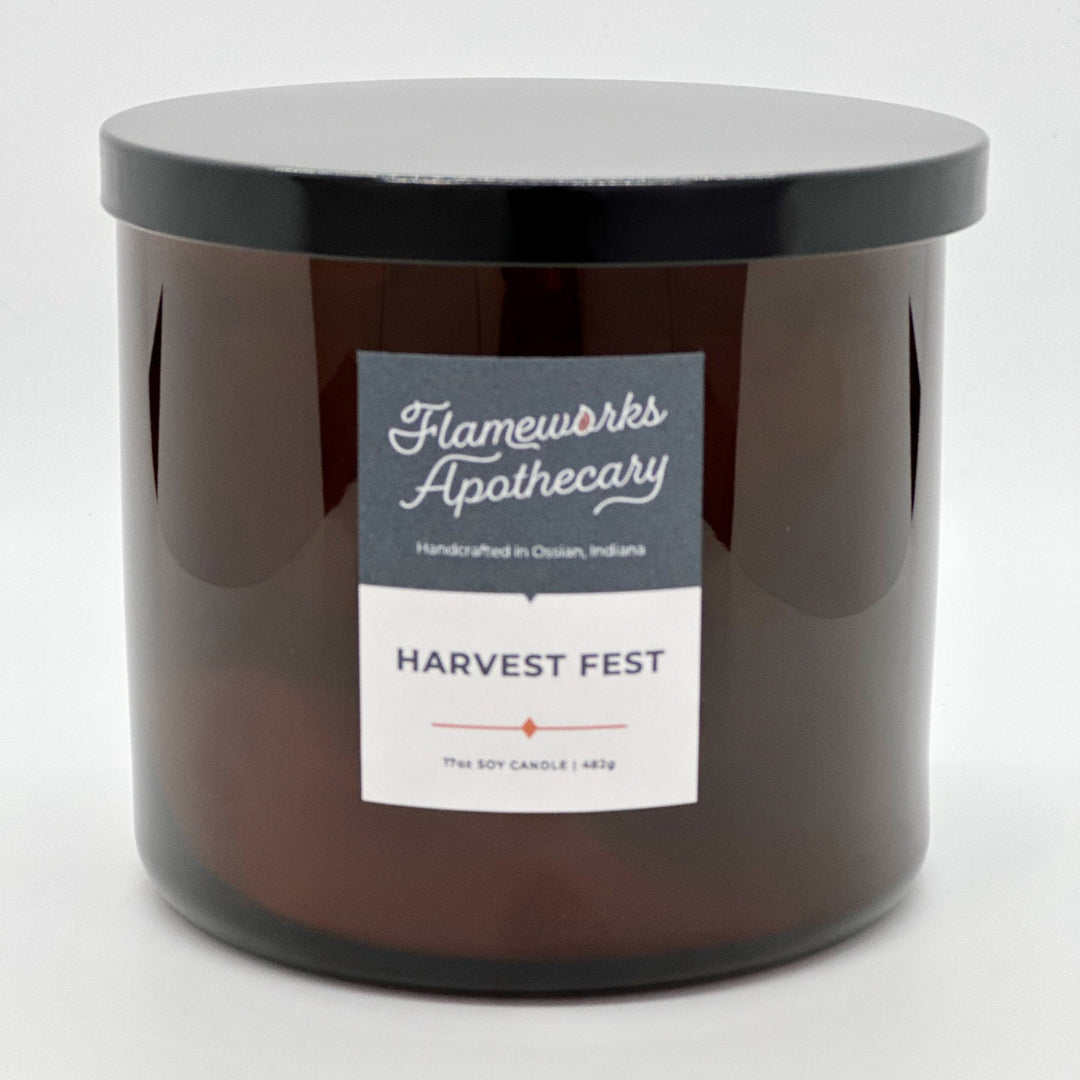 Harvest Fest 17 oz Double Wick Amber Jar Candle