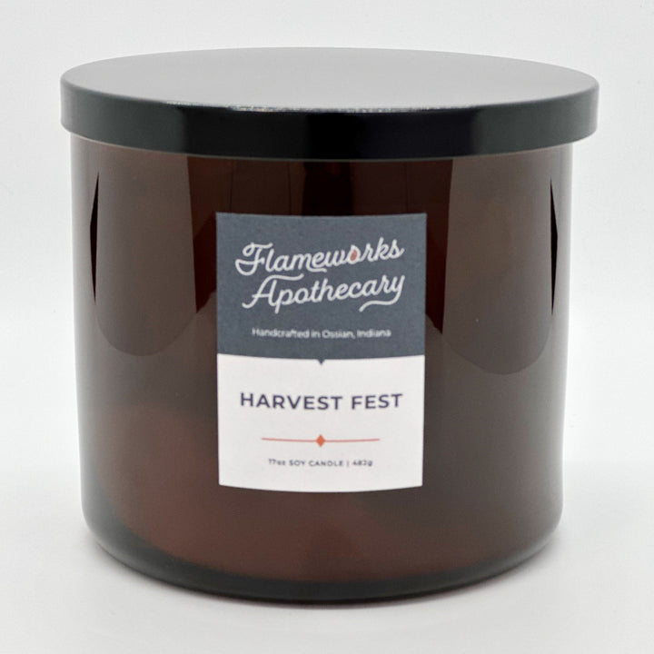 Harvest Fest 17 oz Double Wick Amber Jar Candle