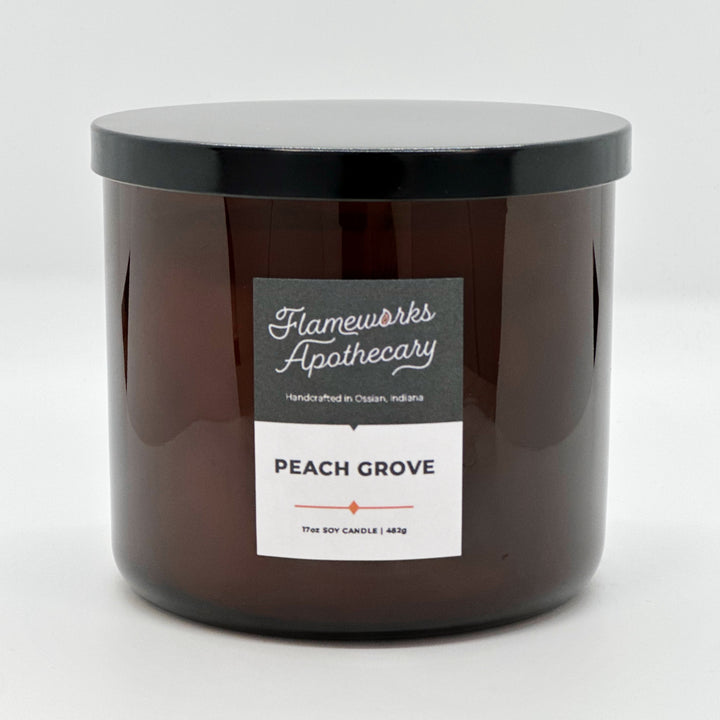 Peach Grove 17 oz Double Wick Amber Jar Candle